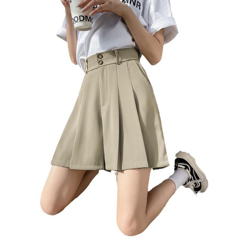 2025 Petite Plus Size Summer Suit: High-Waist A-Line Midi Skirt & Wide-Leg Five-Point Pants