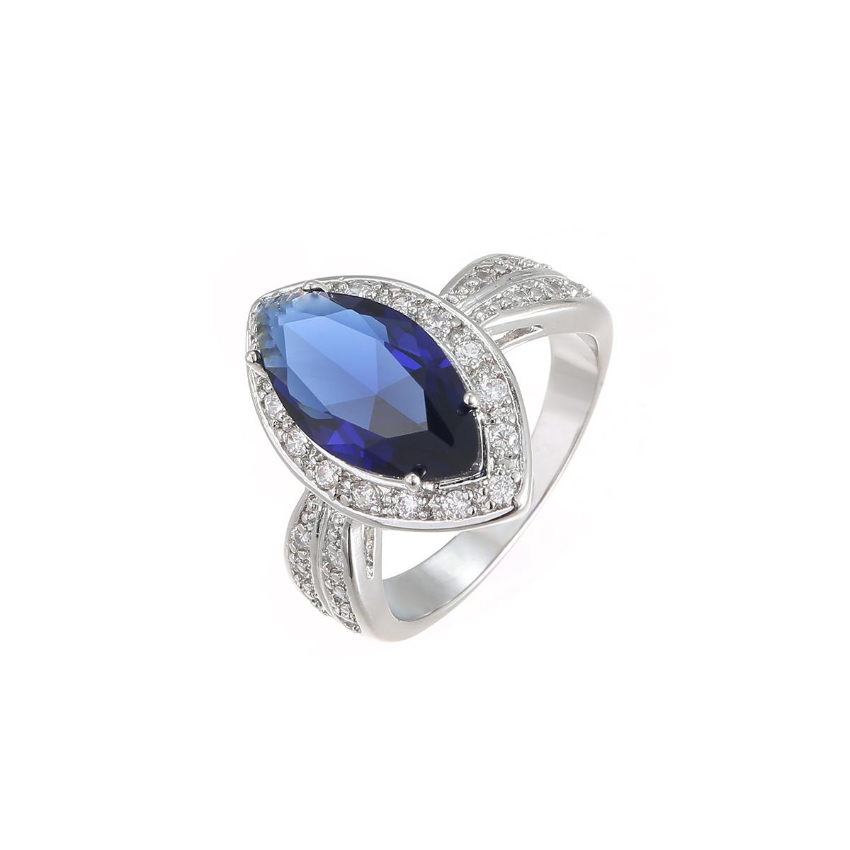 

Розовое кольцо с цирконом маркизы для женщин с королевским синим драгоценным камнем - Креативный европейский и американский стиль Size 10 королевский синий