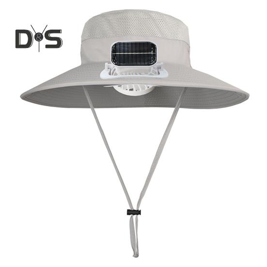 

Широкополая шляпа от солнца с солнечным вентилятором, дышащая сетчатая шляпа с вентилятором на солнечной батарее, детская солнцезащитная шляпа светло-серый