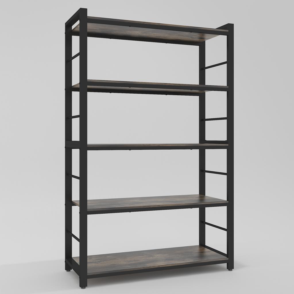 NAIYUFA Bakers Rack,Microwave Oven Stand 5 Tier Utility Storage Shelf with Hooks,Multifunctional Wood Shelf for Kitchen,Bathroom,Livingroom,Storehouse