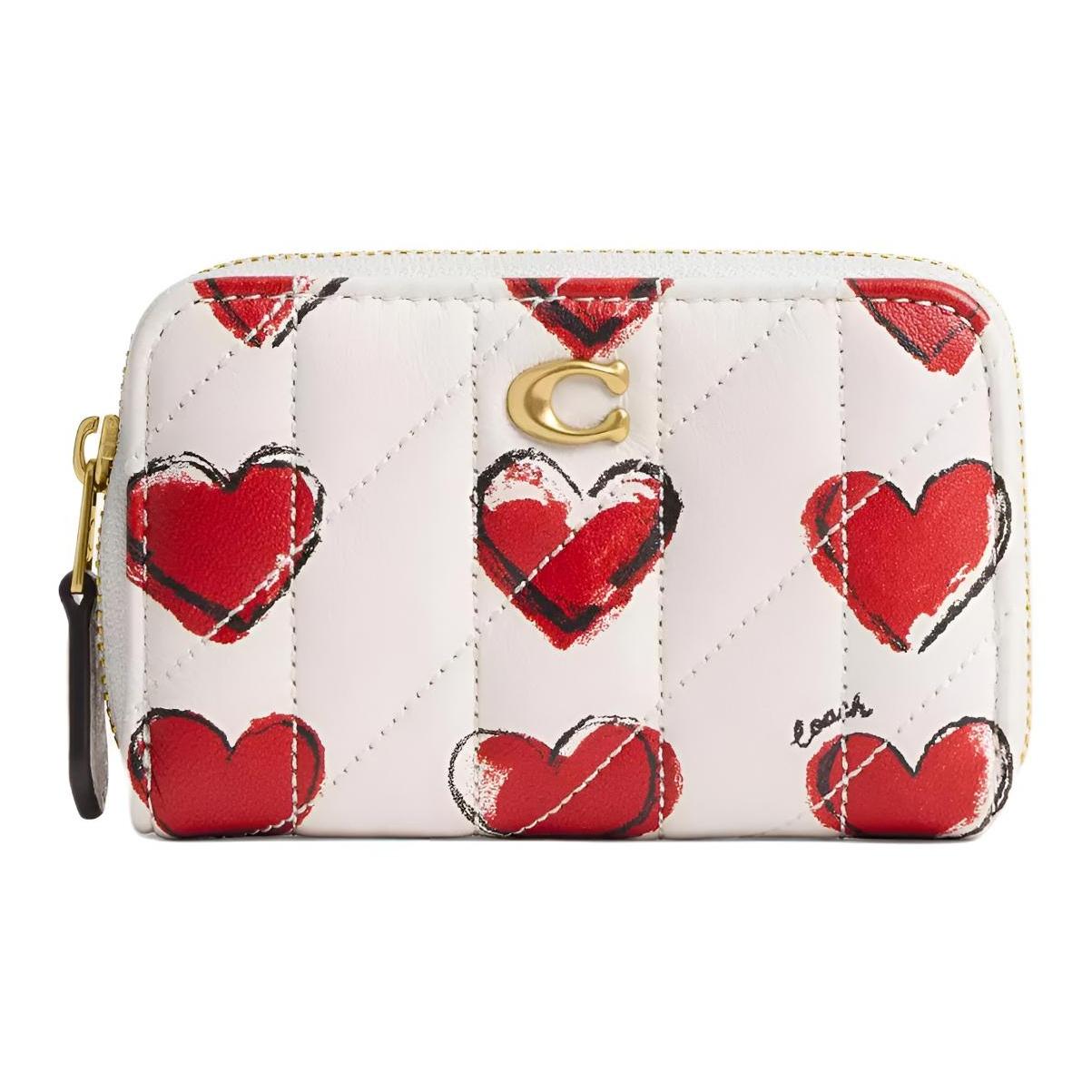 

Coach Essential 11 Quilted Heart Print Lambskin Leather Card Holder Small Women card holder Brass Chalk CBR71-B4CAH Brass & Chalk