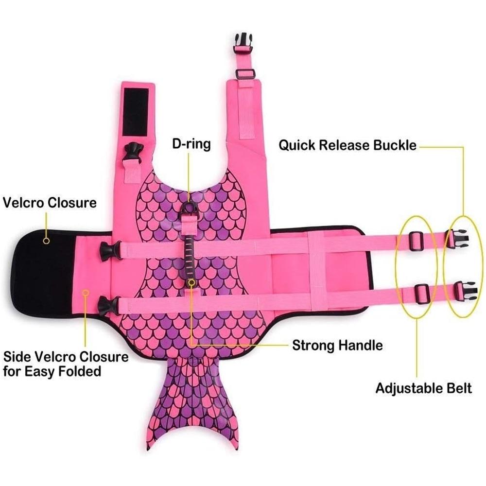 Dog Life Jacket Ripstop Dog Safety Vest Adjustable Preserver with High Buoyancy and Durable Rescue Handle for Small,Medium,Large Dogs