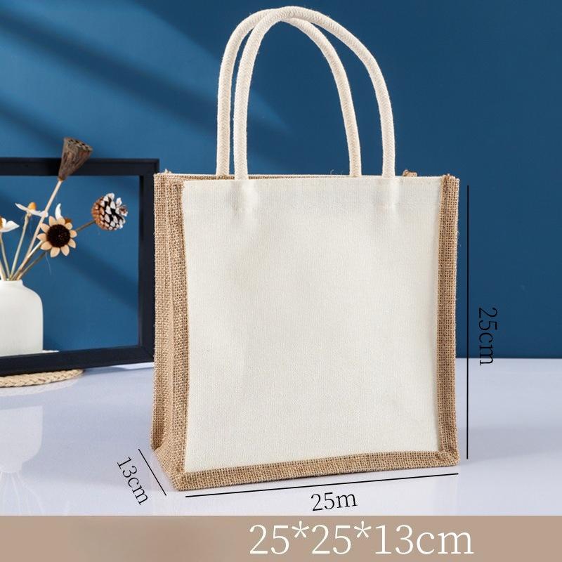 Jute Tragetasche Jute Tragetasche Vintage Wiederverwendbare Lebensmittel Einkaufen Hochzeit Geburtstagsgeschenktasche Handgemachte Leinentaschen Tragbare Damenhandtaschen