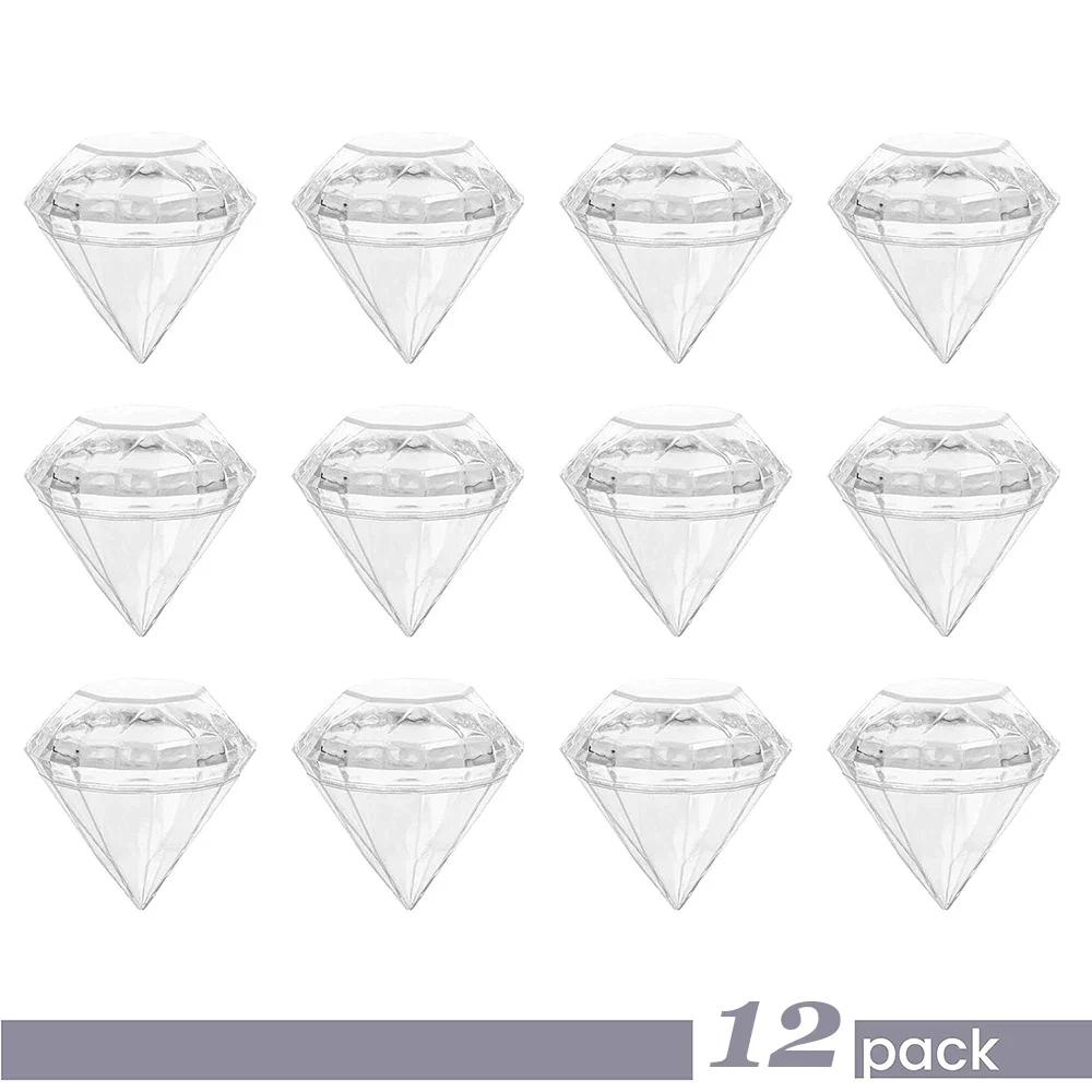 12 PCS Clear Diamond Shape Candy Box Acrylic Wedding Engagement Birthday Party Graduation Bachelor Party Theme Favors