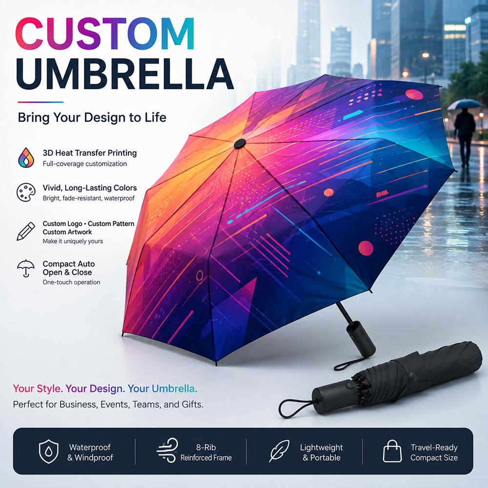 Windproof Umbrella with Hertha BSC Berlin Football Club Flag Crest Print, Blue White Banner Design, Soccer Fan Gift