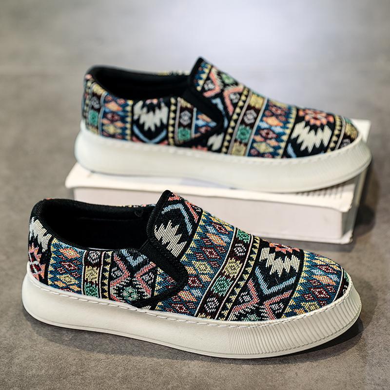 Summer Fashion Cloth Shoes Board Shoes Men s Shoes, Black, Burgundy, Deep 39