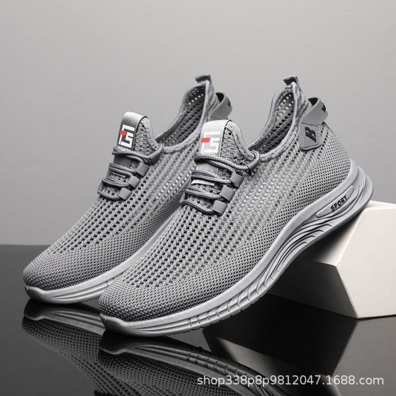 Spring and Autumn New Flying Woven Casual Shoes Men's Versatile Shoes Fashion Sports Shoes Lightweight Running Shoes