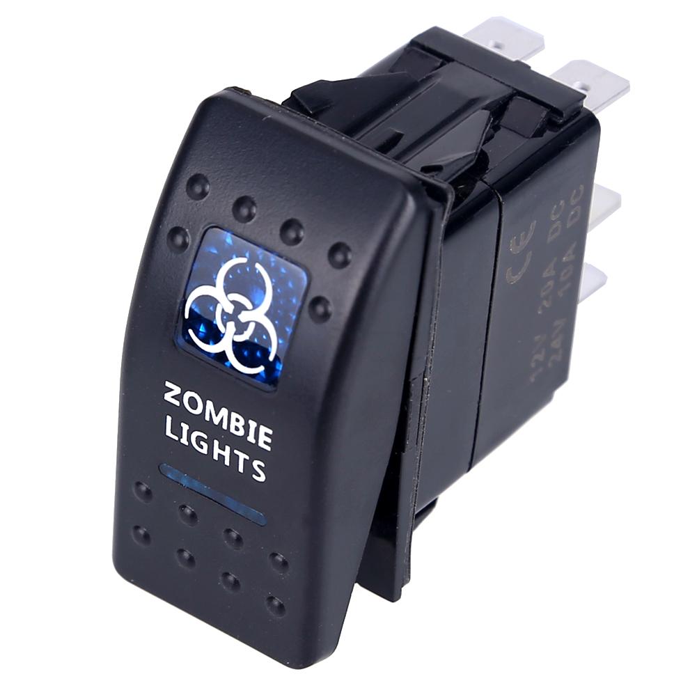 Car Switch Boat Truck Light Led Toggle Switch 5pin Waterproof 12/24V Bar Style Blue Toggle Rocker Reverse Rear Light Switch