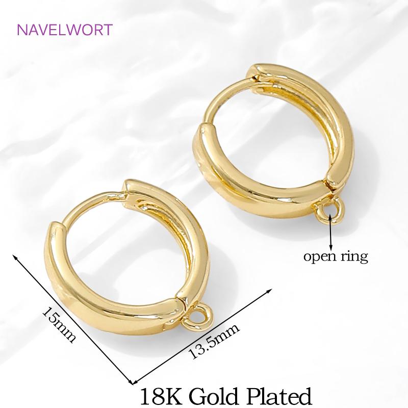 

18K Gold Plated Round Shvenzy Earwires,Brass Earring Hooks Findings,Fasteners For Earrings,DIY Jewelry Making Accessories 2 pieces