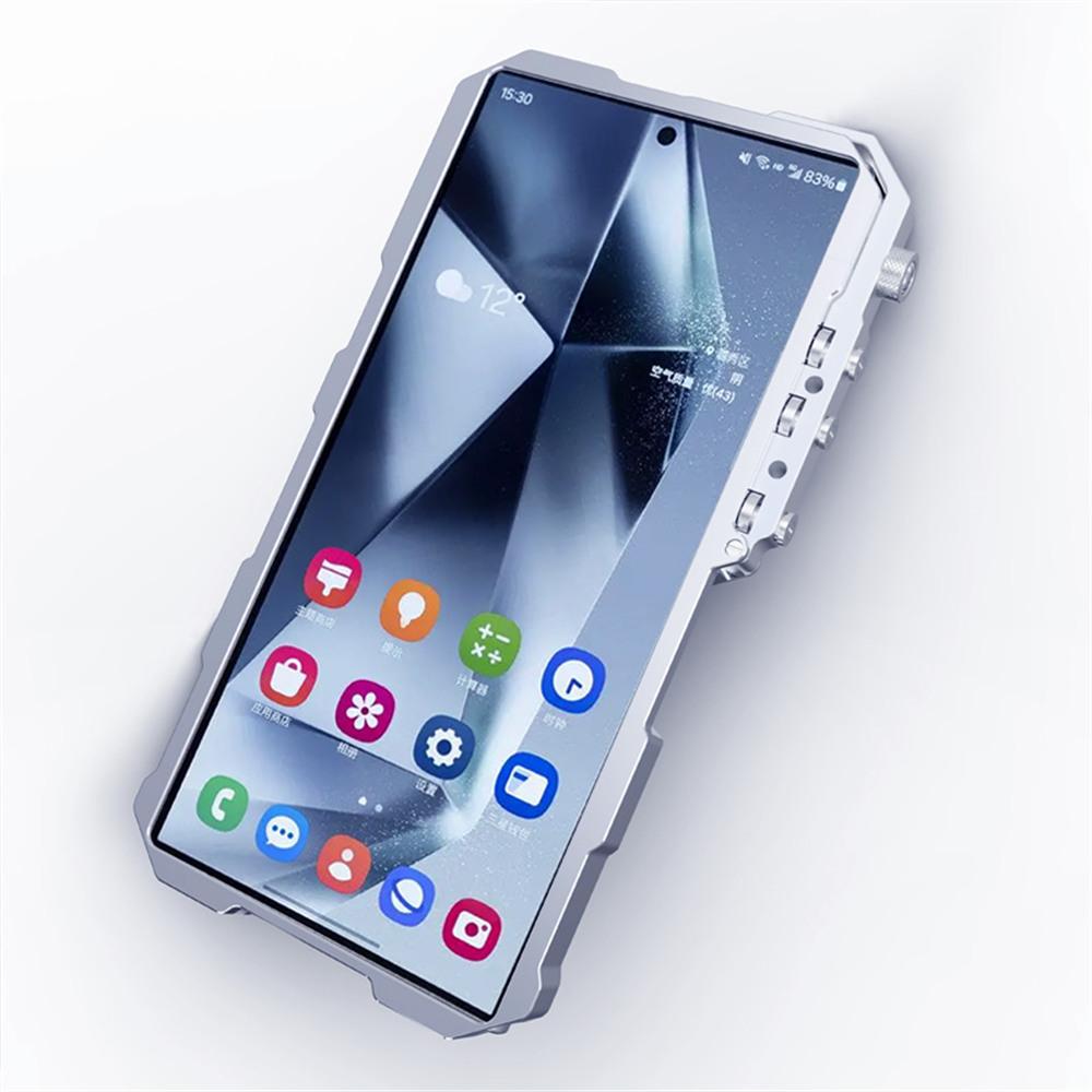 For Samsung Galaxy S25 Ultra Bumper Case Aluminium Alloy Metal Phone Shell Cover with Strap