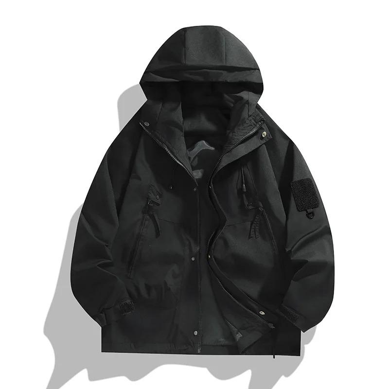 Spring Autumn Men's Hooded Jacket Outdoor Fishing Hiking Windprood Outwear Breathable Comfortable Zipper Pocket Jacket