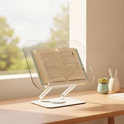 Acryl-Leseständer mit Metallstützen, transparent, verstellbar, drehbare Buchbasis
