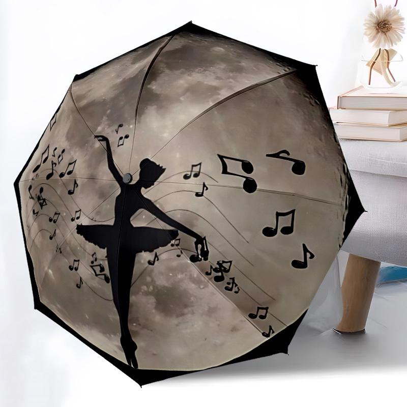 1pc Dance Moon Automatic Open/Close Umbrella - Compact Travel Umbrella with 8-Rib Durable Frame, Lightweight & Portable Design Z20