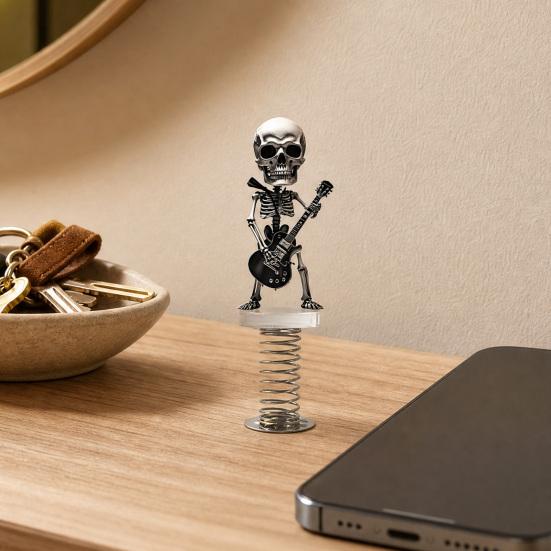 Skull Spring Car Rocking Skull Figurine Acrylic Swaying Skeleton Dashboard Decor