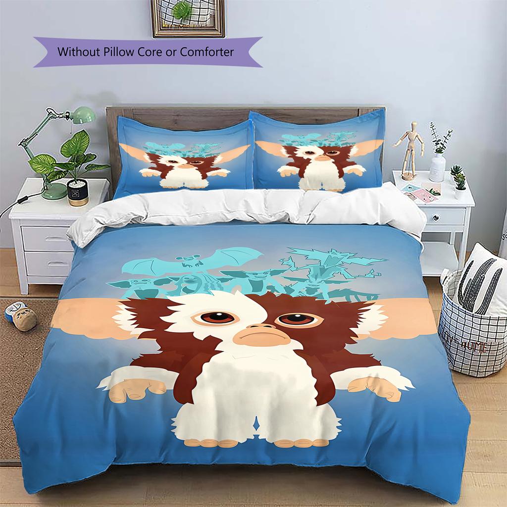 Gremlins Muster Bettwäsche, Steppbett Set Bettbezug Kissenbezug Zuhause Geburtstagsgeschenk (1 Bettbezug + 2 Kissenbezüge, ohne Füllung)