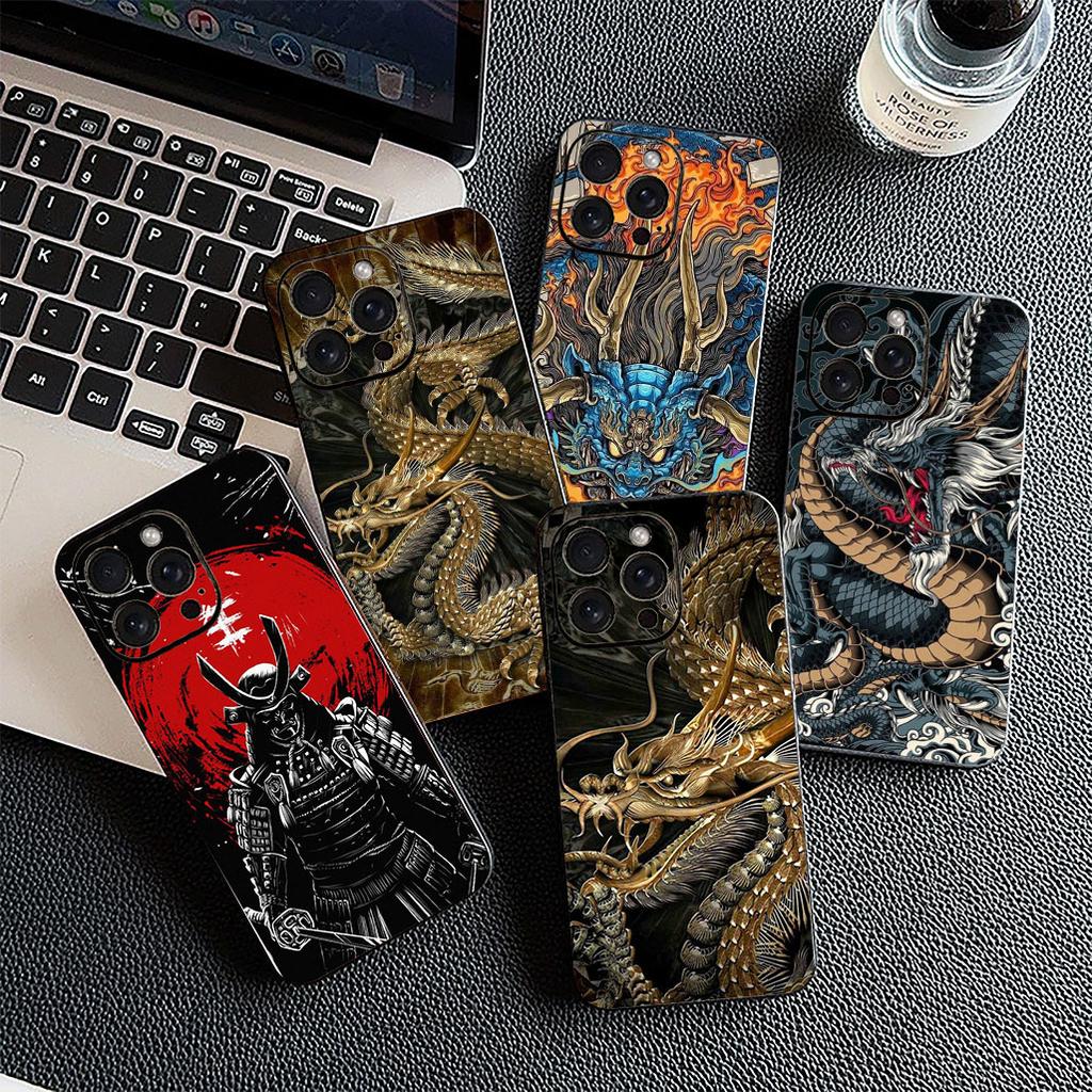 Japan Samurai Skeleton Ninja Dragon Phone Case for Apple iPhone 12 13 Pro Max Mini ProMax X XR Air XS 12Pro 13Pro Cover