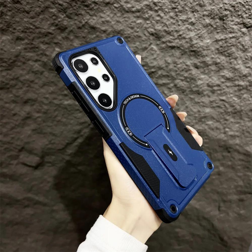 

Magnetic For Magsafe Holder Phone Case For Samsung Galaxy S25 S24 Ultra Plus A56 A36 A55 A16 A15 A54 A35 A25 Stand Cover Bumper Samsung Galaxy S24