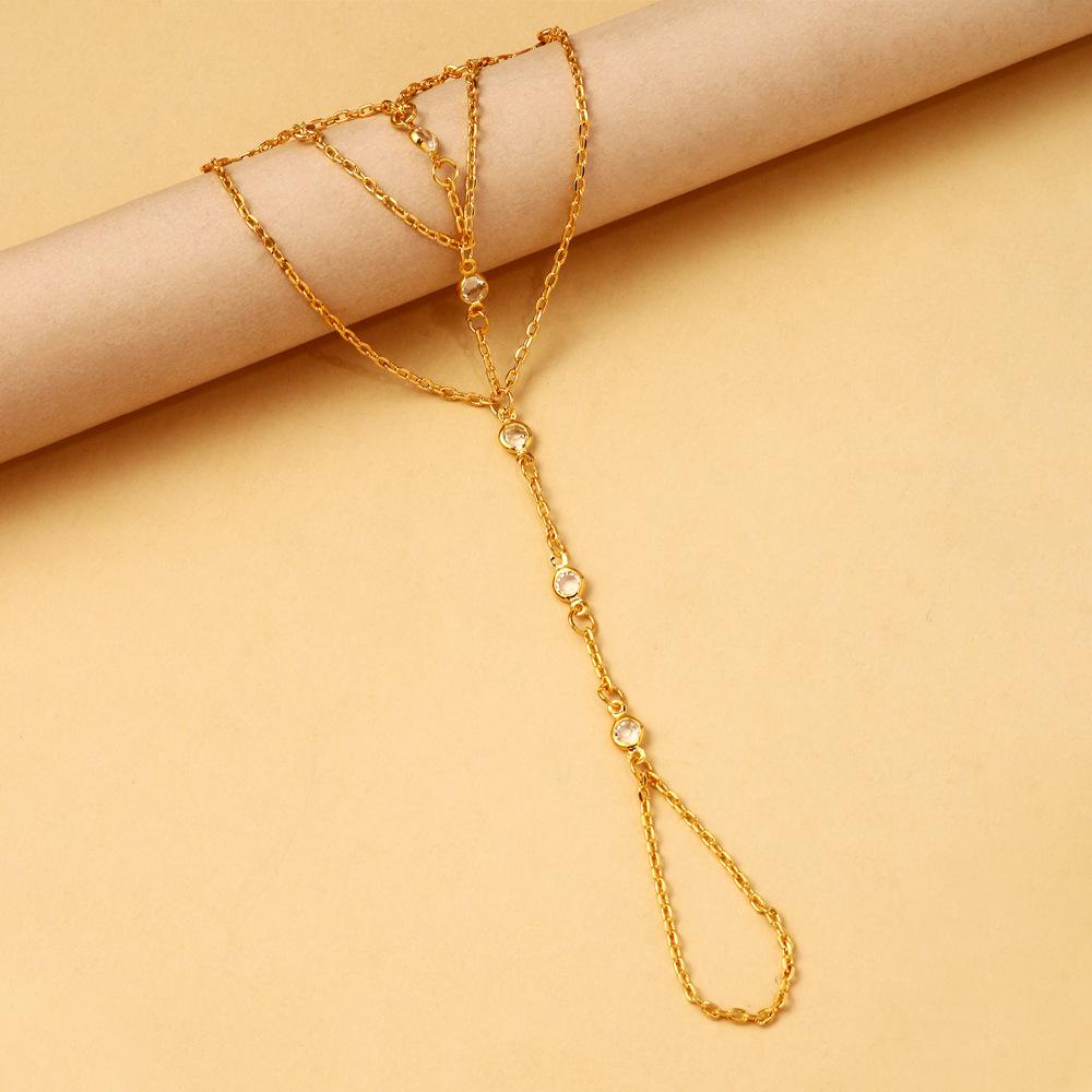 CE Certification Summer Beach Outfit Women's Multi-Layer Electroplated Rhinestone Finger Bracelet