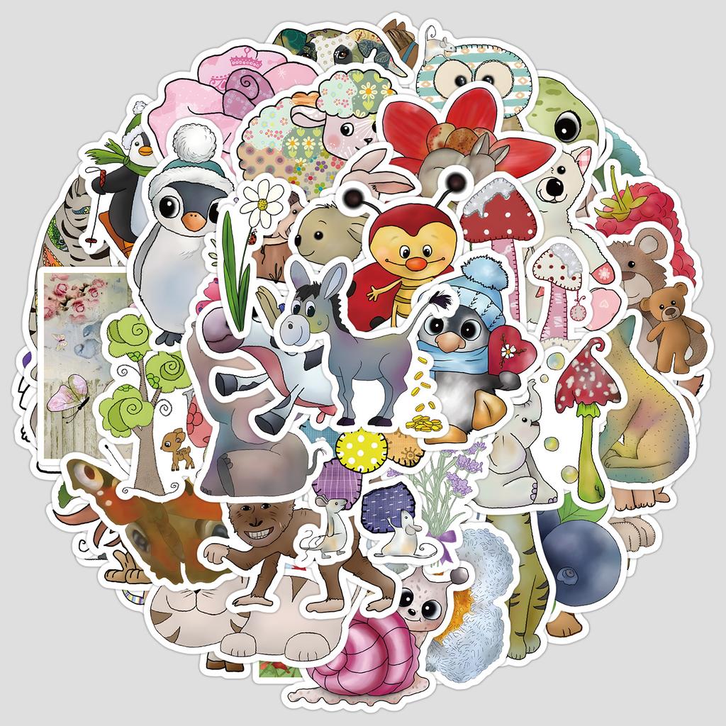 Sheets of Animal Series Graffiti Stickers From Storybooks, Suitable for Water Cups, Luggage, Waterproof Decorative Stickers, and Stationery Stickers