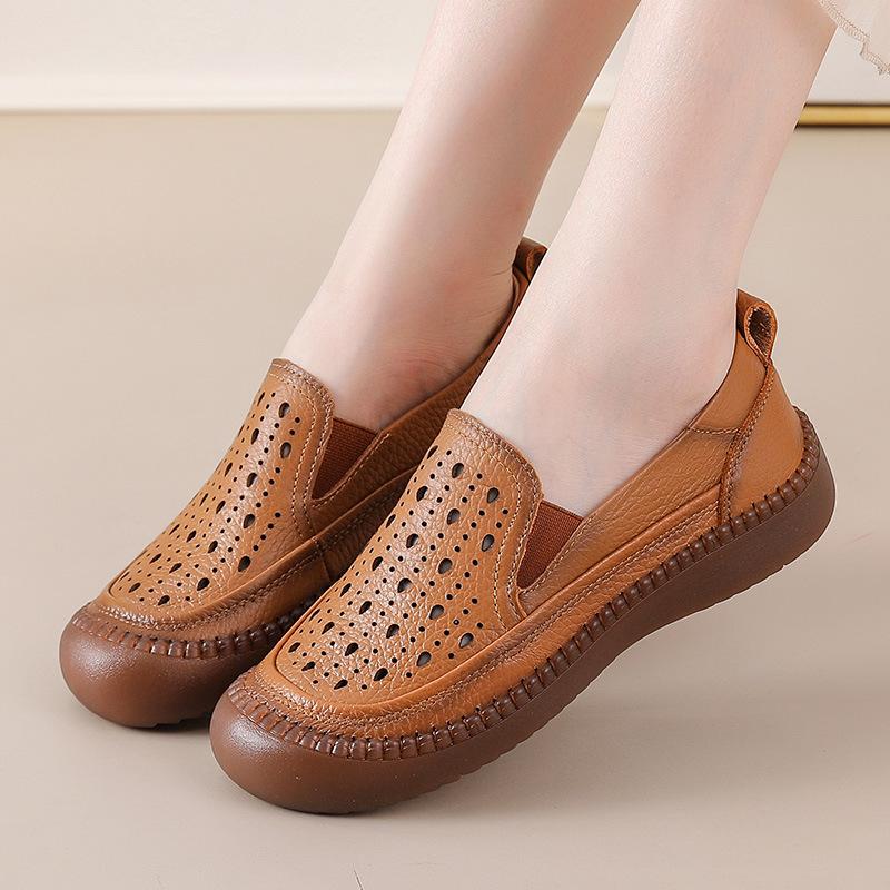 Fashion GKTINOO Women's Flats Handmade Shoes 2025 Spring Autumn Genuine Leather Ladies Shoe Flat Shoes Women Hollow Retro Shoe