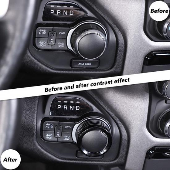 Gear Shift Switch Knob Cover Trim Ring For Dodge RAM 1500 Black Aluminum Alloy