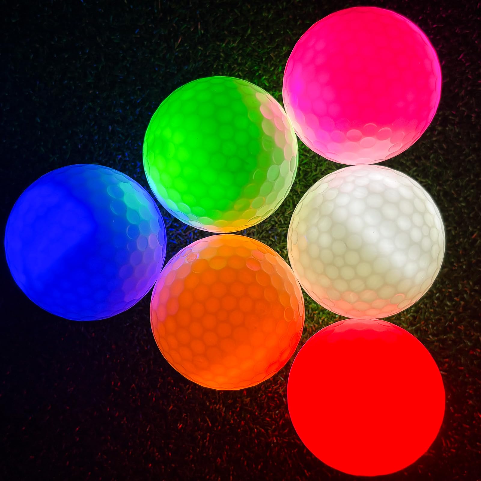 

ZNLAKU Illuminating Golf Balls for Night Minutes of Popular Set of Practice, Built-in LEDs, 5-8 Illumination, Prizes, Multicolor, 6/12