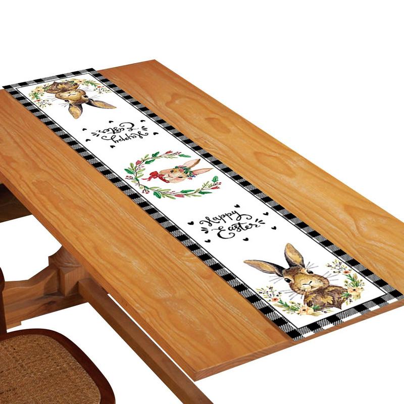Easter Bunny Table Runner Printed Table Runner Table Flag Cloth Cover Coffee Tablecloth Party Home Decor For Kitchens Dining
