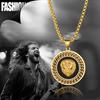 Hip Hop Gold Color 3D Round Lion Head Pendant Medal Chain for Men Women Fashion Rock Music Festival Rapper Necklace