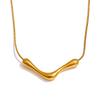 Yhpup Minimalist Stainless Steel Pendant Necklace 18K Gold PVD Plated Metal Individualistic Fashion Collar Jewelry Waterproof