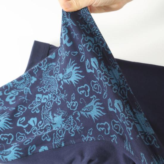 Men Boxer Underwear Elastic High Waist Loose Cut High Elasticity Shorts Briefs Breathable Smooth Printing Panties