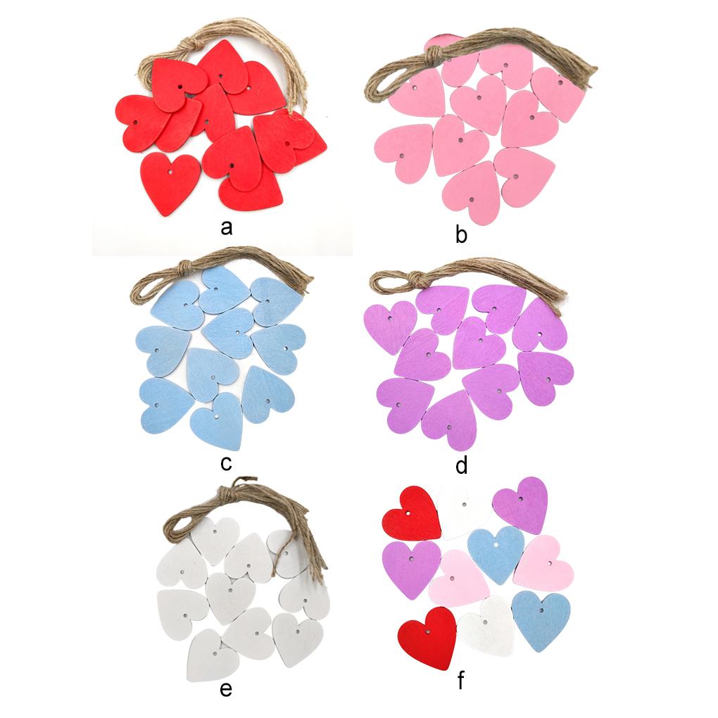 1 Set Wood Slices Including Rope Love Heart Shaped Hand-made Wooden Chips Lovely House Adorn for Party Scrapbooking Photo Album