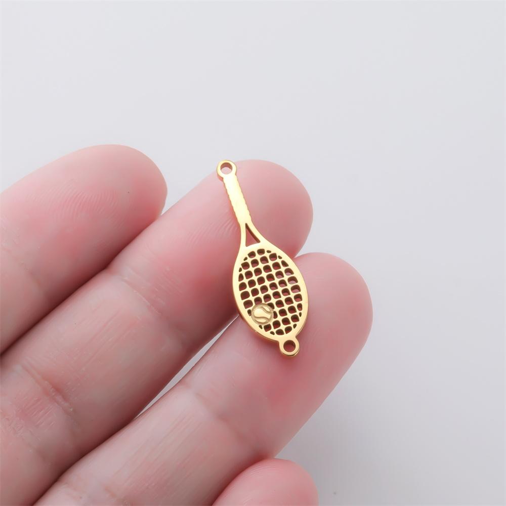 5pcs Tennis Racket Charms Tennis Ball Stainless Steel Pendants for Necklace Bracelets Connector Charm Jewelry Making Sport Lover