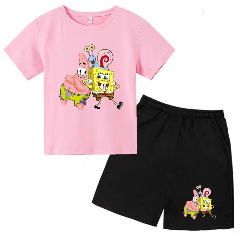 Children's Summer Anime Fashion T-Shirt Boys and Girls Short Sleeve Shorts Casual Sports Set