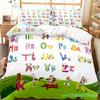 Alphabet Bettbezug Set Buntes Buchstabenmuster Polyester Bettdeckenbezug King Queen Full Size Für Kinder Jungen Mädchen Bettwäsche Set