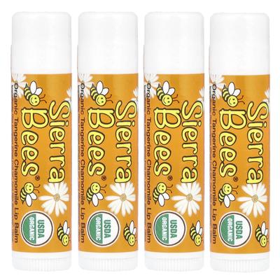 Organic Lip Balm, Citrus Chamomile, 4 Pack, .15 Oz (4.25 G) Each