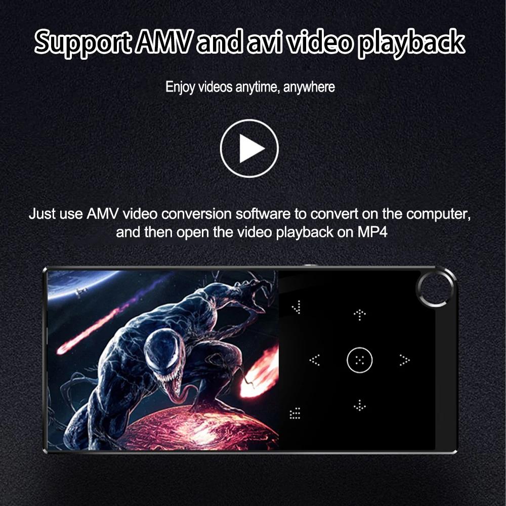 Bluetooth 5.0 Lossless MP3 Music Player HiFi Portable Audio Walkman com FM/eBook/gravador/MP4 Video Player Tela de 2,4 polegadas