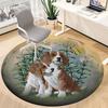 1pc Beagle Print Chair Carpet for Office, Round Polyester Mat, Indoor Decor for Office, Easycare Fabric, Washable Non-slip Area Carpet