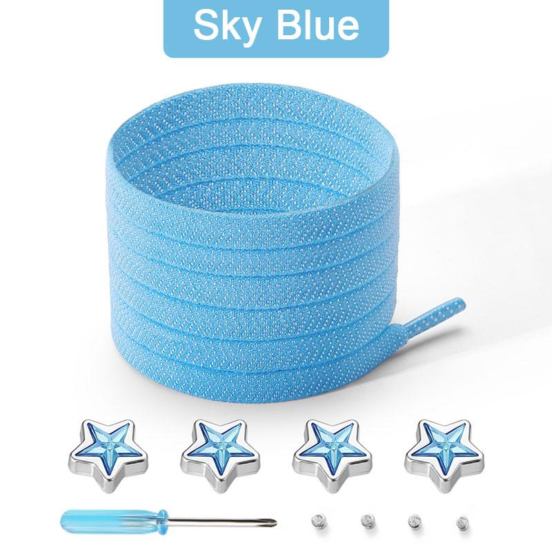 Star Diamond No Tie Shoelaces Colorful Rhinestone Metal Buckle Shoe Laces Flat Elastic Shoelace Kids Adult Sport Cute Shoestring