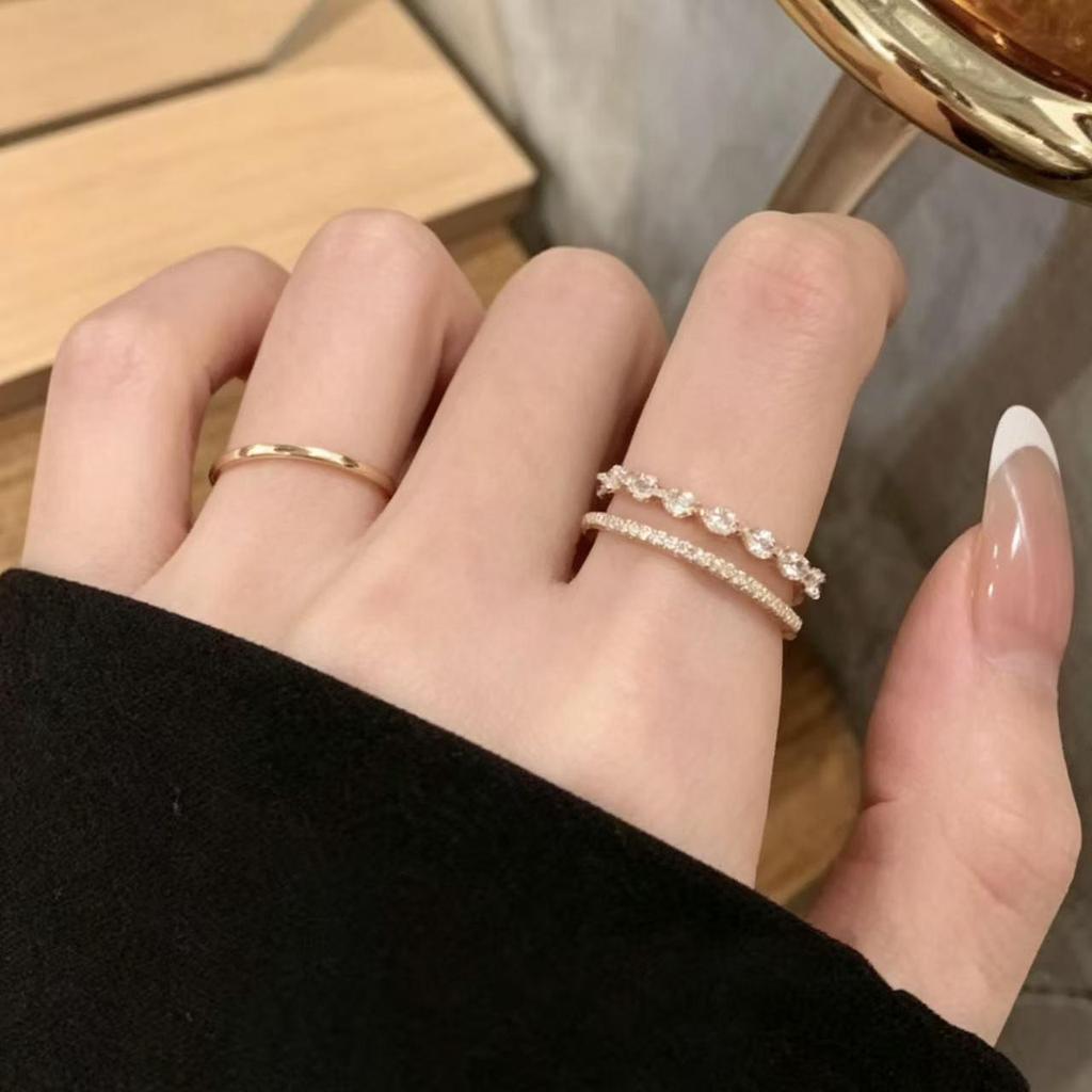 Anello di alta gamma placcato oro con design floreale coreano