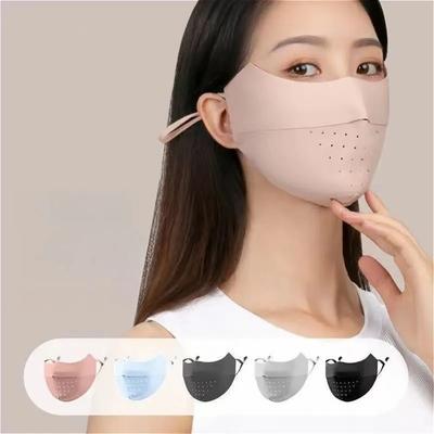 UV-Resistant Breathable Ice Silk Sunscreen Mask for Women Thin Summer Sports Visor with Face Protection