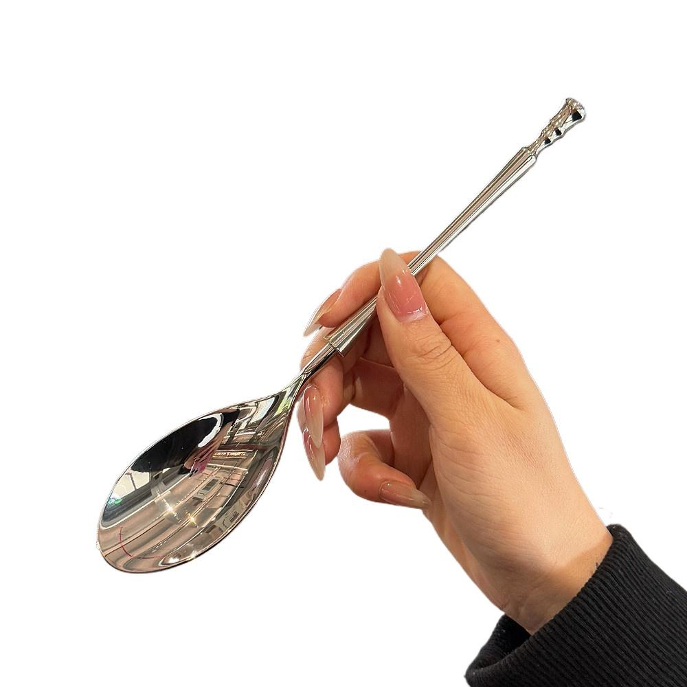 High-end Design Stainless Steel Spoon Retro Light Luxury Hotel Western Food Scoop Home Main Dining Spoon Kitchen Dining Scoop