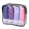 4pcs 90ml Silicone Travel Bottles Set Leakproof Squeeze Refillable Containers for Shampoo Conditioner Body Wash and Lotion