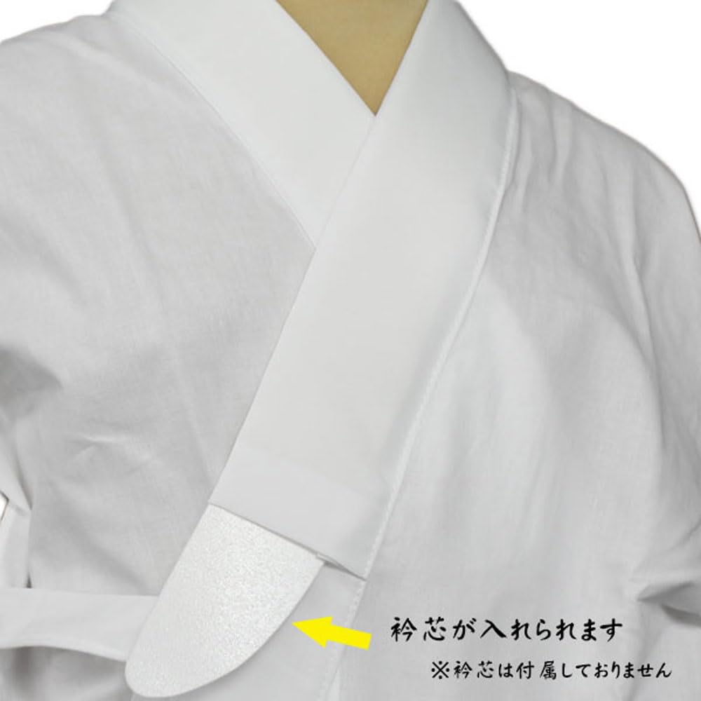 [hga228][Made In Japan] Half-collared Undergarment  Kimono Undergarment, Bleached Cotton Collar, Lace Cuffs, Neckline Adjustment, with Tie, White, ML