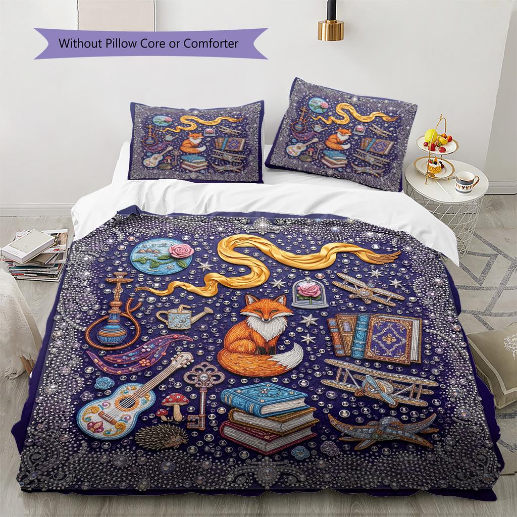 Diamond Embroidery Style Pattern Bedding Quilt Set Home Decoration Gift (1 * duvet cover + 2 * pillowcase without core)