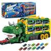 Dinosaurier Transport LKW Spielzeug Rennstrecke Faltbarer Dino Träger Auto Set mit Mini Autos Geschenke für Kinder Jungen Alter 3-5 Kleinkinder Spielzeug