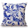 Traditional Delft Navy Blue Toile Floral Pattern Elegant Royal Luxury Home Decoration Cotton Linen Sofa Pillowcase Cushion Cover