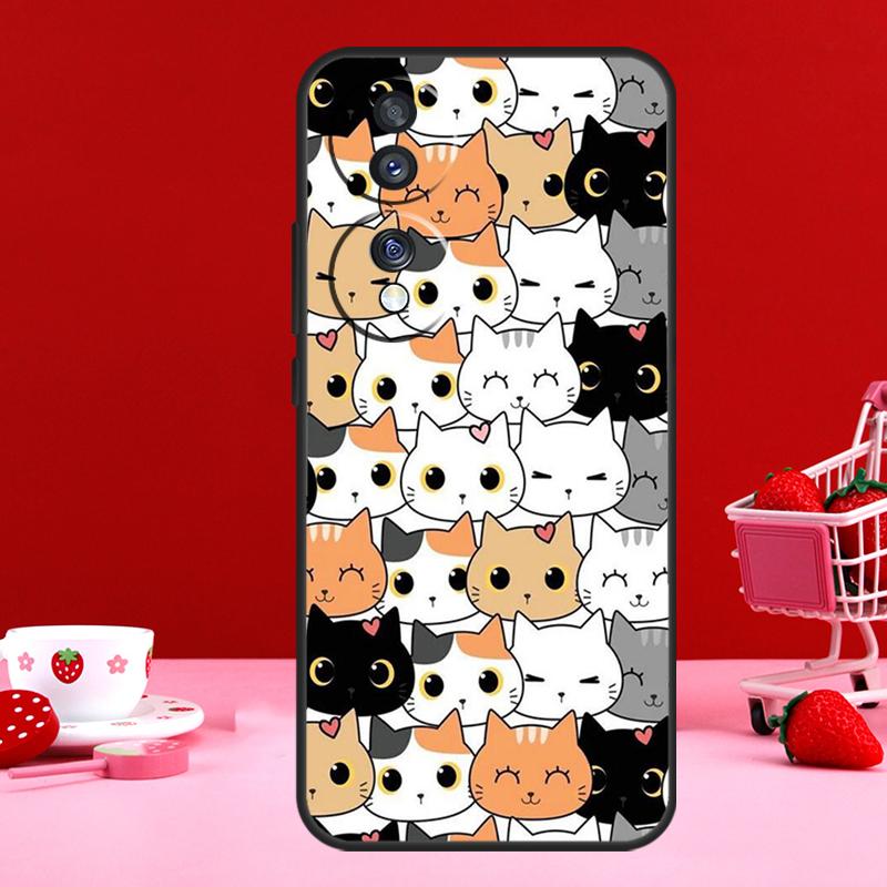 Cute Cat Pattern Kitten Case For Honor Magic 6 5 Pro 50 70 90 Lite X6 X7 X8 X9 X6a X7a X8a X9a X8b X9b Back Cover