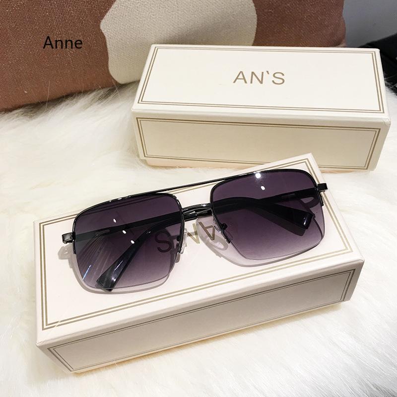 Men's and Women's Metal Sunglasses Square Half Frame Rice Nails Casual Trend Personality Retro Fashion Outdoor Sports Eyeglasses