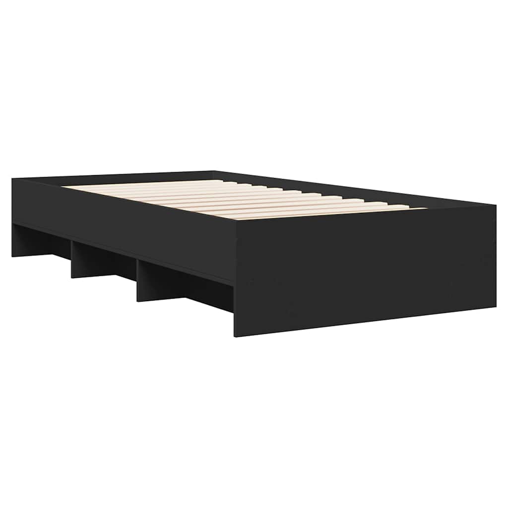 Bed Frame Black 75x190 cm Particleboard