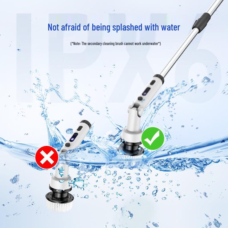 Foldable Wireless Electric Cleaning Brush - Handheld, Long-Handle, Rotating for Kitchen & Bathroom Use